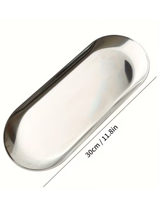 Super ZYouth 5pcs Stainless Steel Tray Set, Dessert Plate, BBQ Plate, Jewelry Display Plate, Reusable, Dishwasher Safe, Suitable for Outdoor Picnics, Family Gatherings, Home Kitchen, Tableware Accessories - Image 2